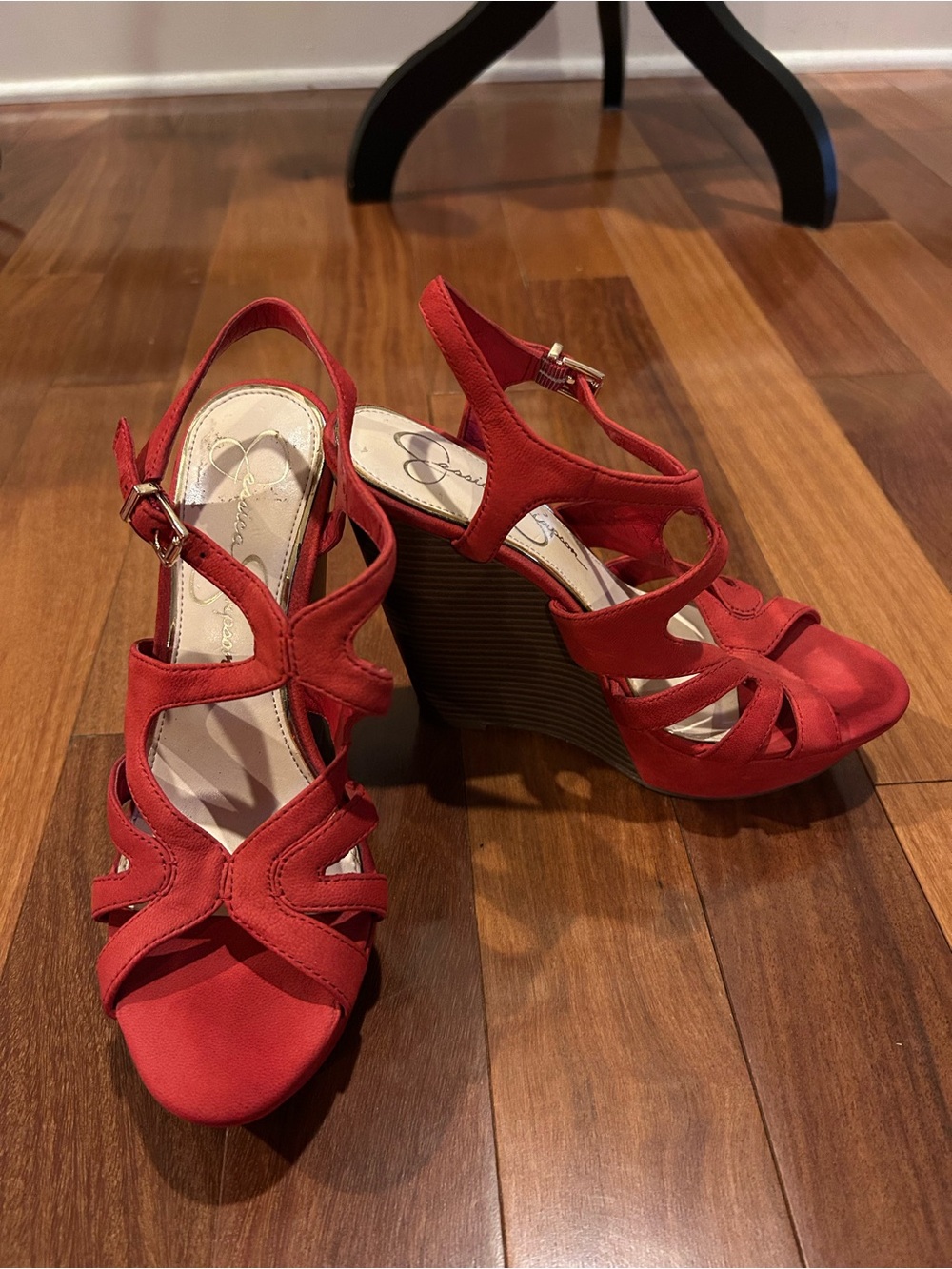 Jessica Simpson Red Strappy Wedge Sandals